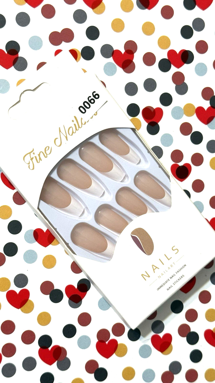 Press On Nails Fine Nailart NUDE with WHITE FRENCH TIP Long Coffin Fake *NEW BOX