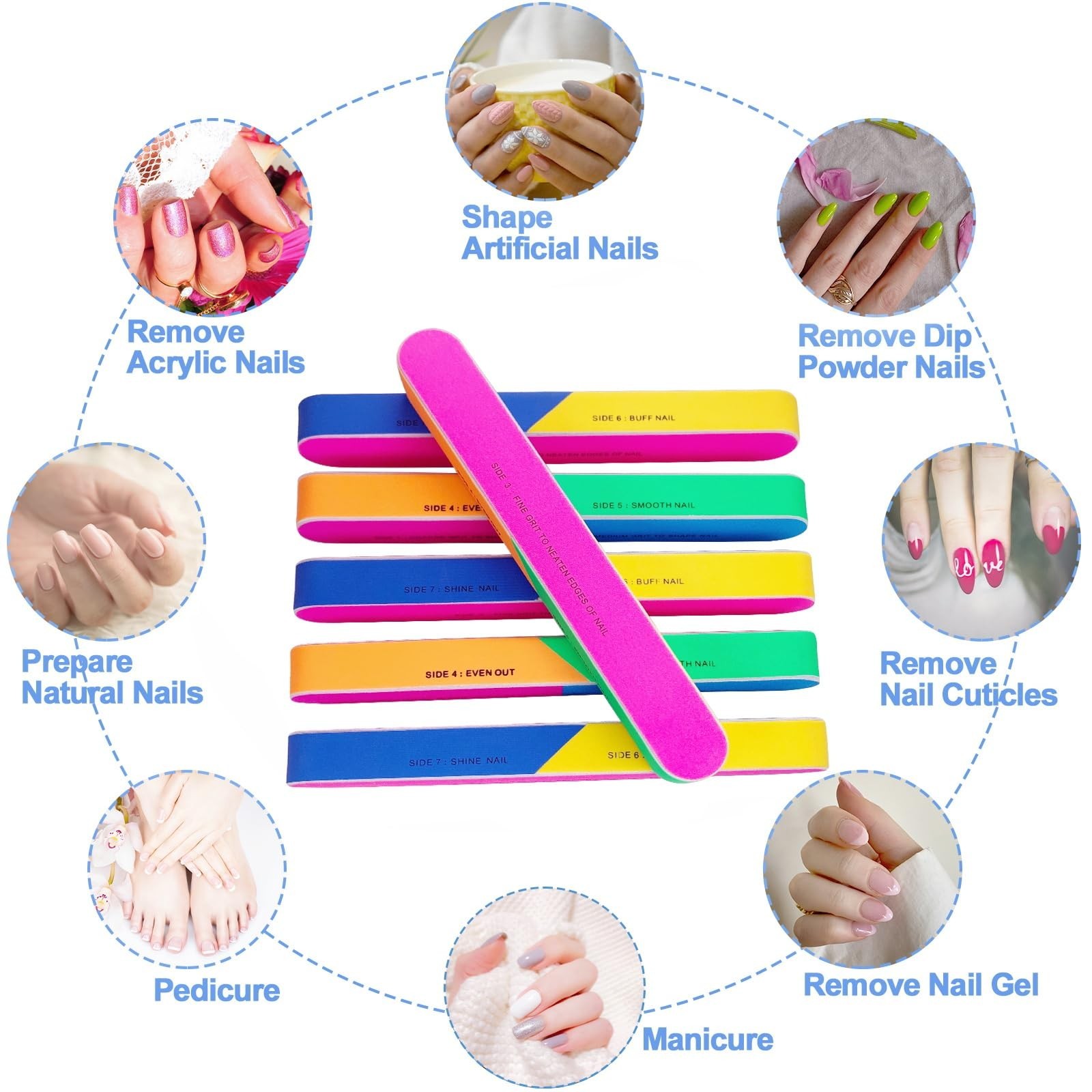 7 Way Nail Buffer (6 Pcs), Nail Buffers Blocks for Natural Nails Shine Smooth…