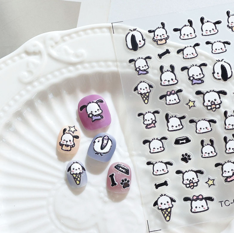 5D Engraved Bunny Strawberry Cat Bee Nail Art Stickers Decals Self Adhesive NH20