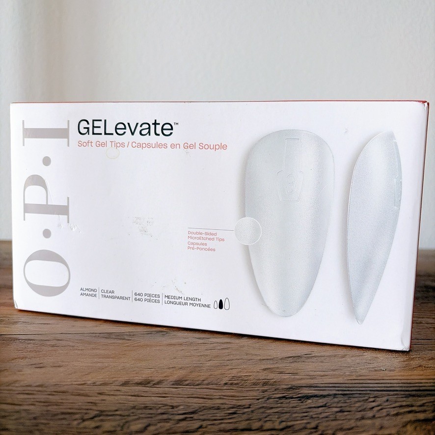 OPI GELevate Soft Gel Nail Tip Medium Length Extension 16 Size 640 ct Almond Tip