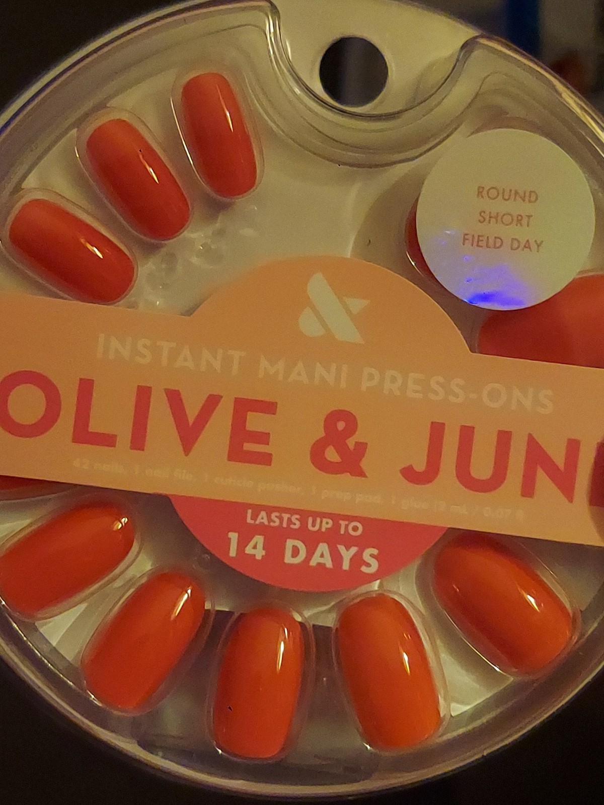 5- Press On Instant Mani Olive & June Round Short Hot 🍓 2 Field Day Neon Citrus