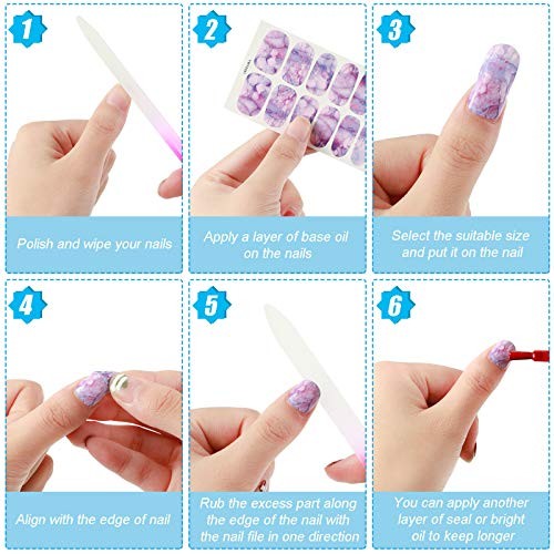 336 Pieces 24 Sheets Full Wrap Nail Polish Strips Stickers Self Classic Style