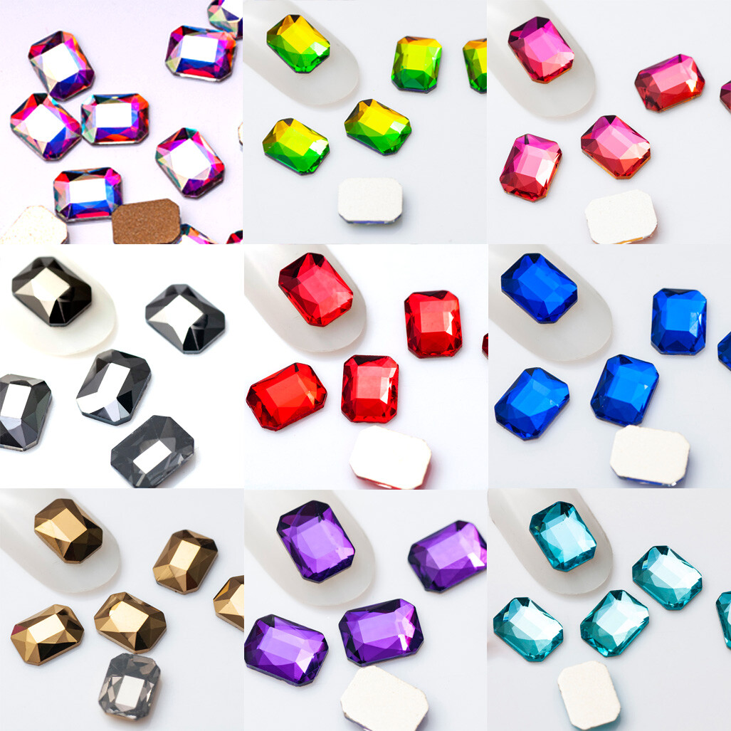 20pcs 6x8mm Glass Nail Art Rhinestones Mix Styles Colorful NoN Hotfix Nail Art