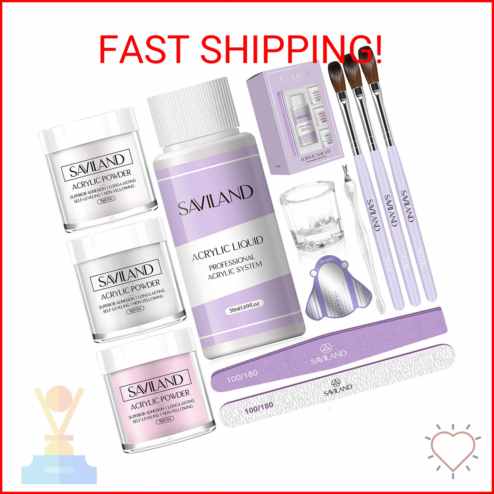 SAVILAND Acrylic Nail Kit Starter Set: Acrylic Nail Kit for Beginners with Every