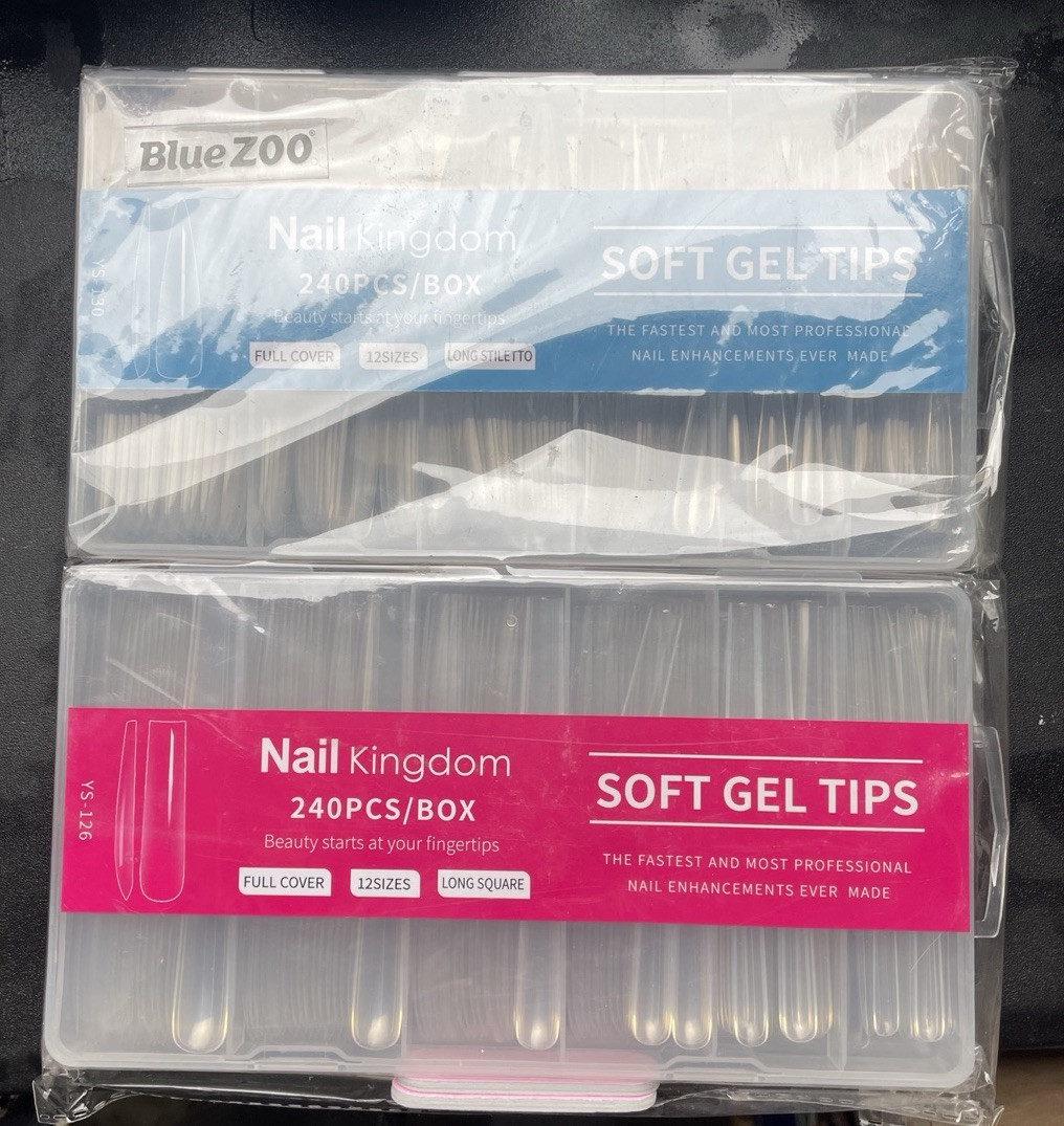 AORAEM Extra Full Cover Nail Tips 240PCS (Each Box)3XL Clear Full Cover Fake