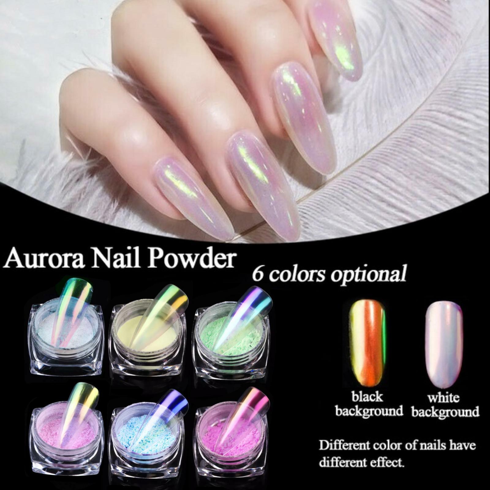 AURORA Transparent Magic Nail Powder Candy Colours Neon CHROME Mirror Mermaid UK