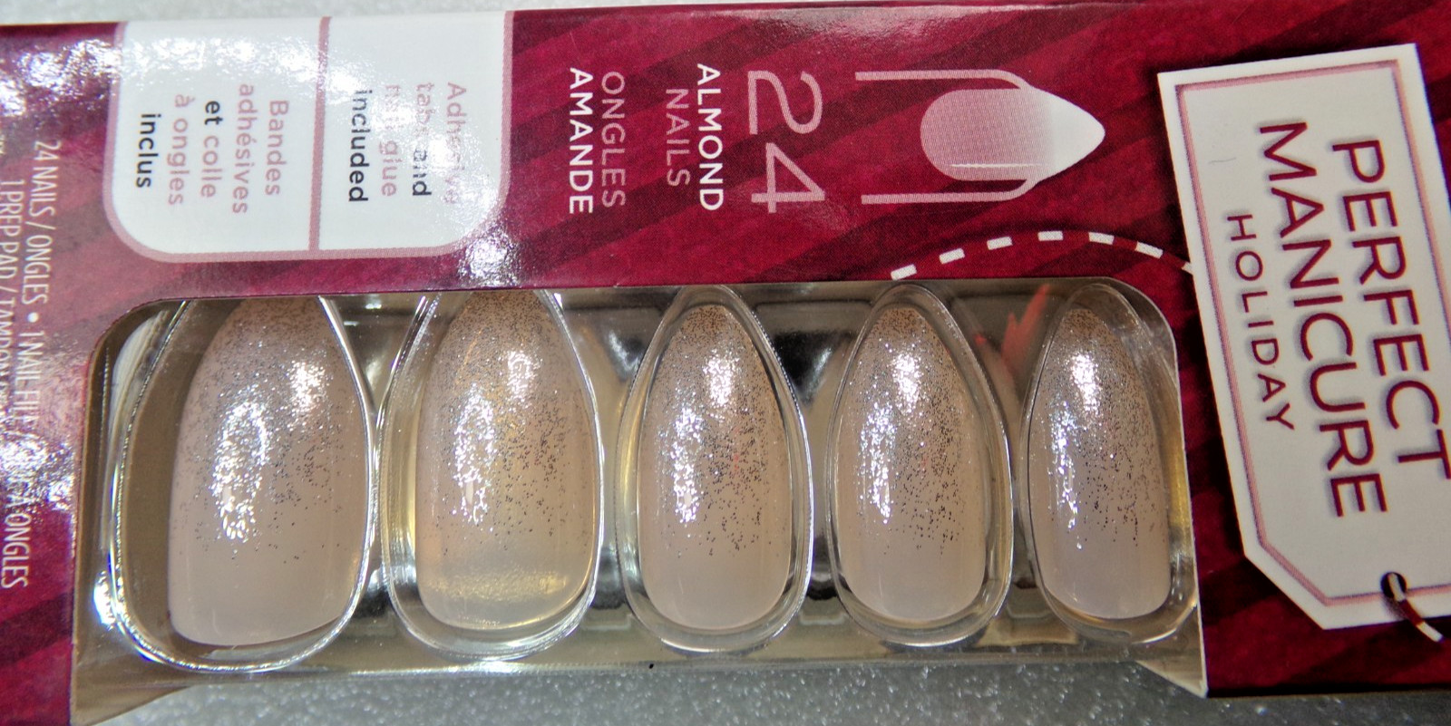 Sally Hansen Nails Medium Nude with Silver tipped Ombre
