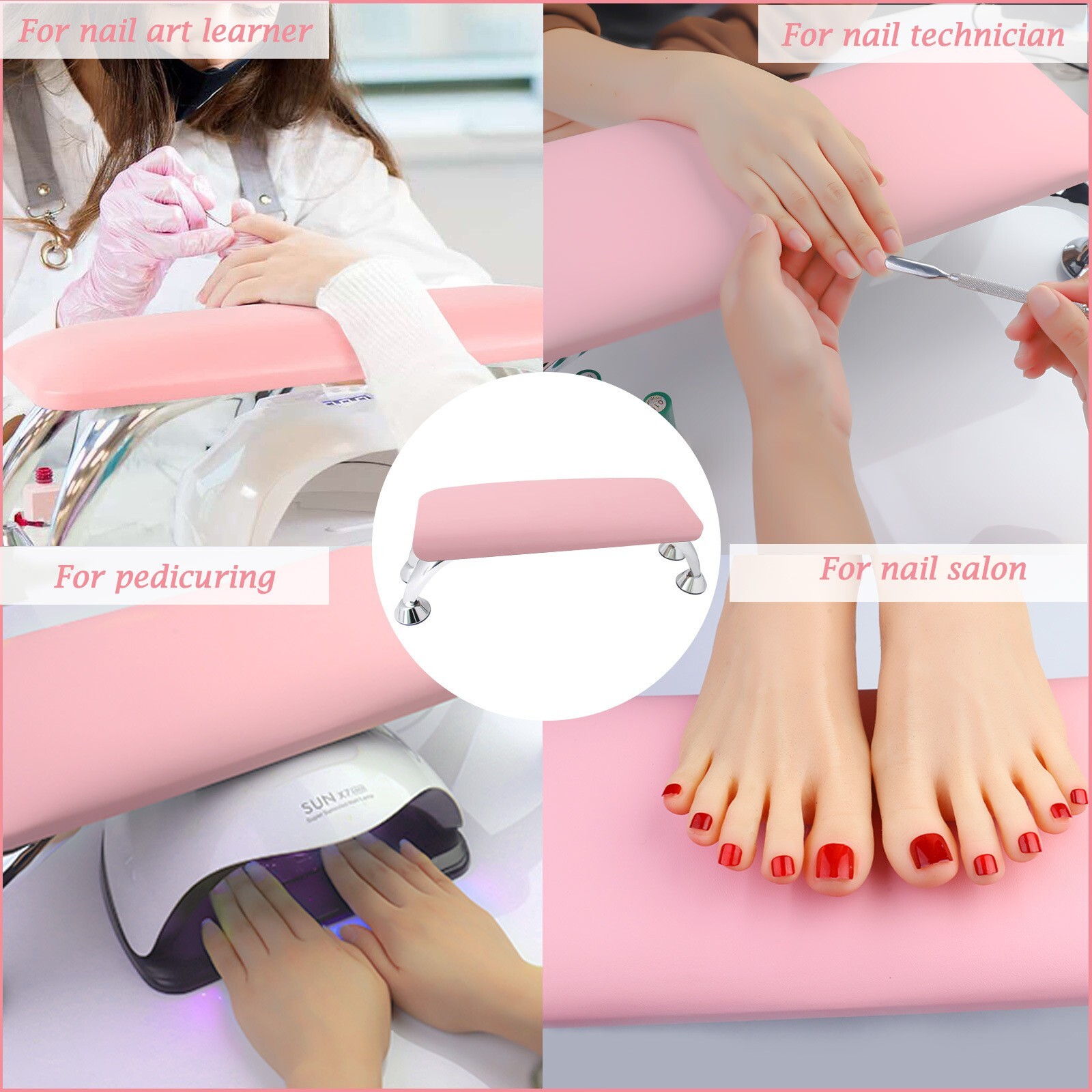 Nail Art Hand Cushion Salon Manicure Tool Leather Arm Rest Soft Pillow Pink
