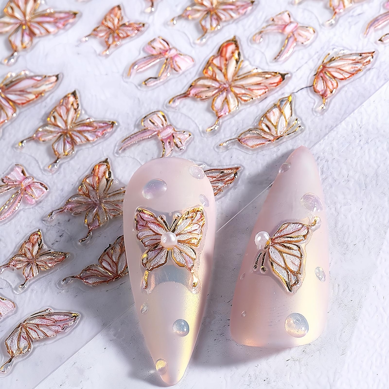 5D Nail Stickers Set for Women Girls, 2 Sheets 3D Flower & Butterfly Nail Art…
