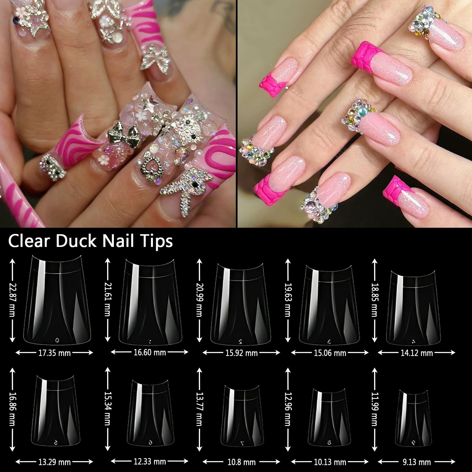 ASONRL 500Pcs 500 Piece Assortment, Short Clear Duck Nail Tips 500Pcs/Box