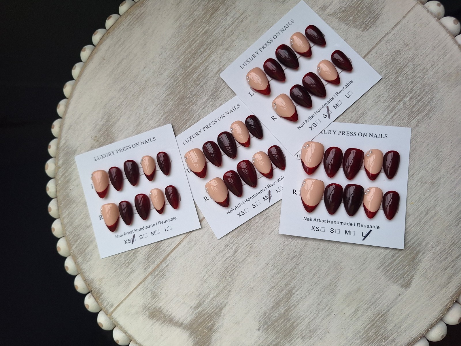 Red French Press On Nails, Short Lenght. Sizes Xs,S,M,L