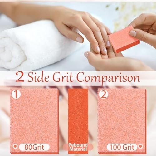 600 Mini Nail Buffer Blocks 80/100 Grit – 2 Sided Professional Nail Files for Ac