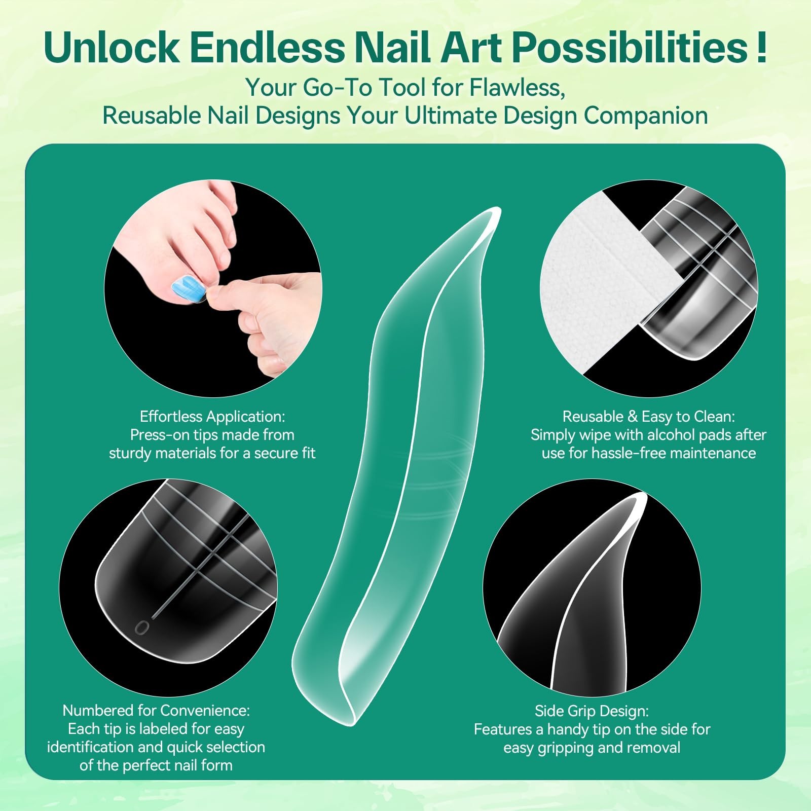 300PCS Polygel Nail Forms for Toes, Reusable Dual Forms for Poly Extension, F…