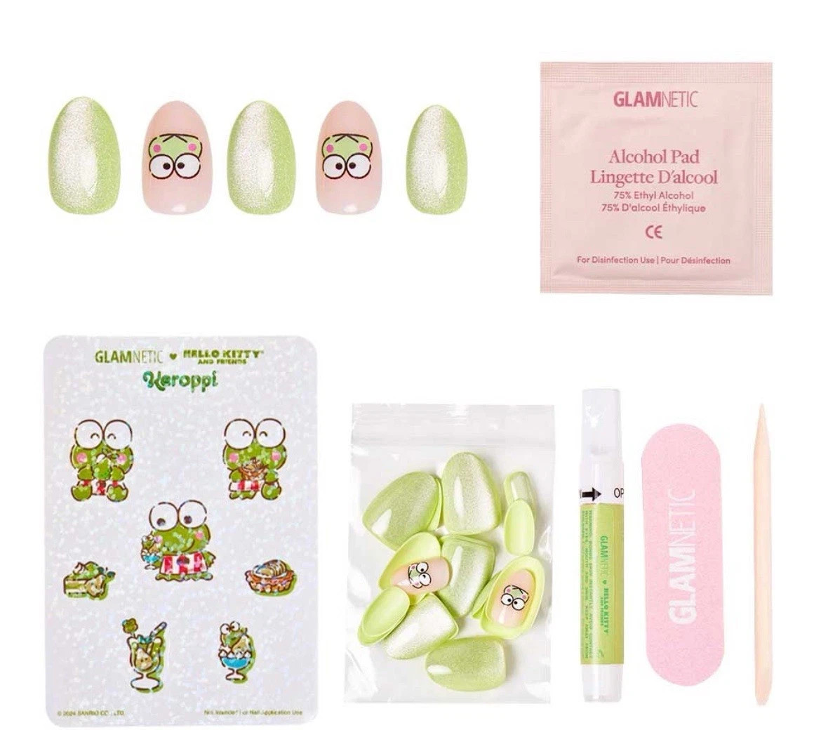 Glamnetic Nails Hello Kitty and Friends, Keroppi with Glue