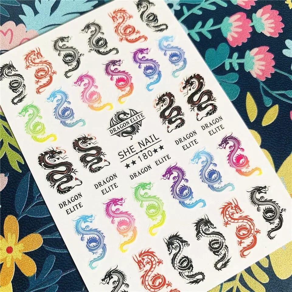 9 Packs Colorful Dragon Nail Sticker Nail art Nail Decal