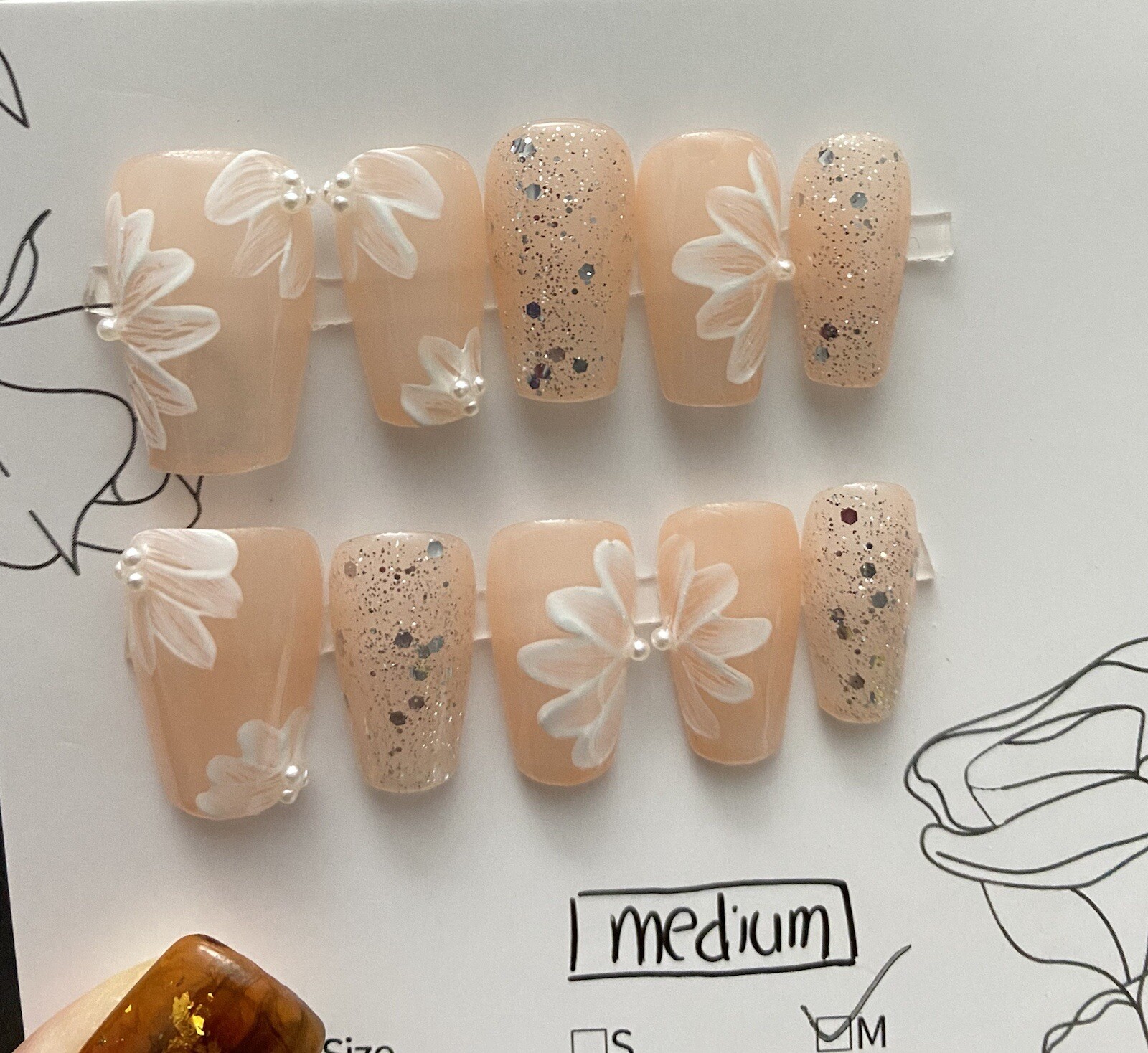 High End Pretty custom Nails Handmade press on nails-10 pcs-Medium