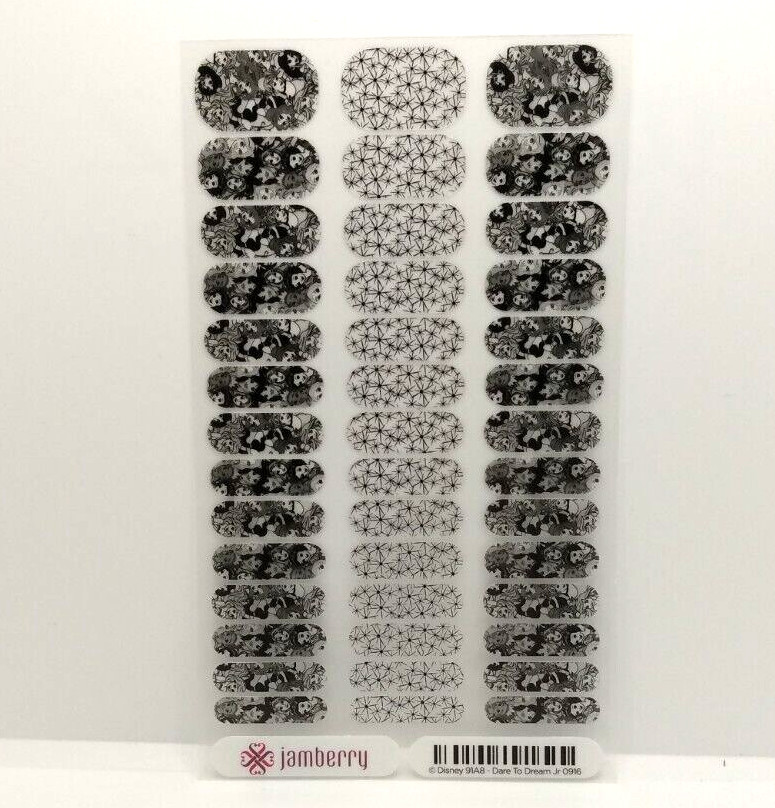 Disney Princess Jamberry Youth Nail Wrap “Dare to Dream Jr” Black Clear Sheet