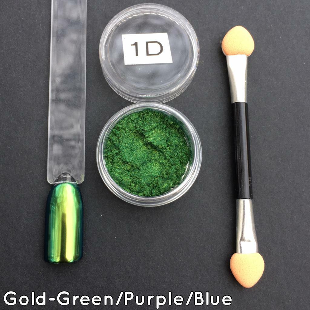 Chameleon Nail Powder Colours Shift Ultra Multi Duo Chrome Pigment Shiny Green D
