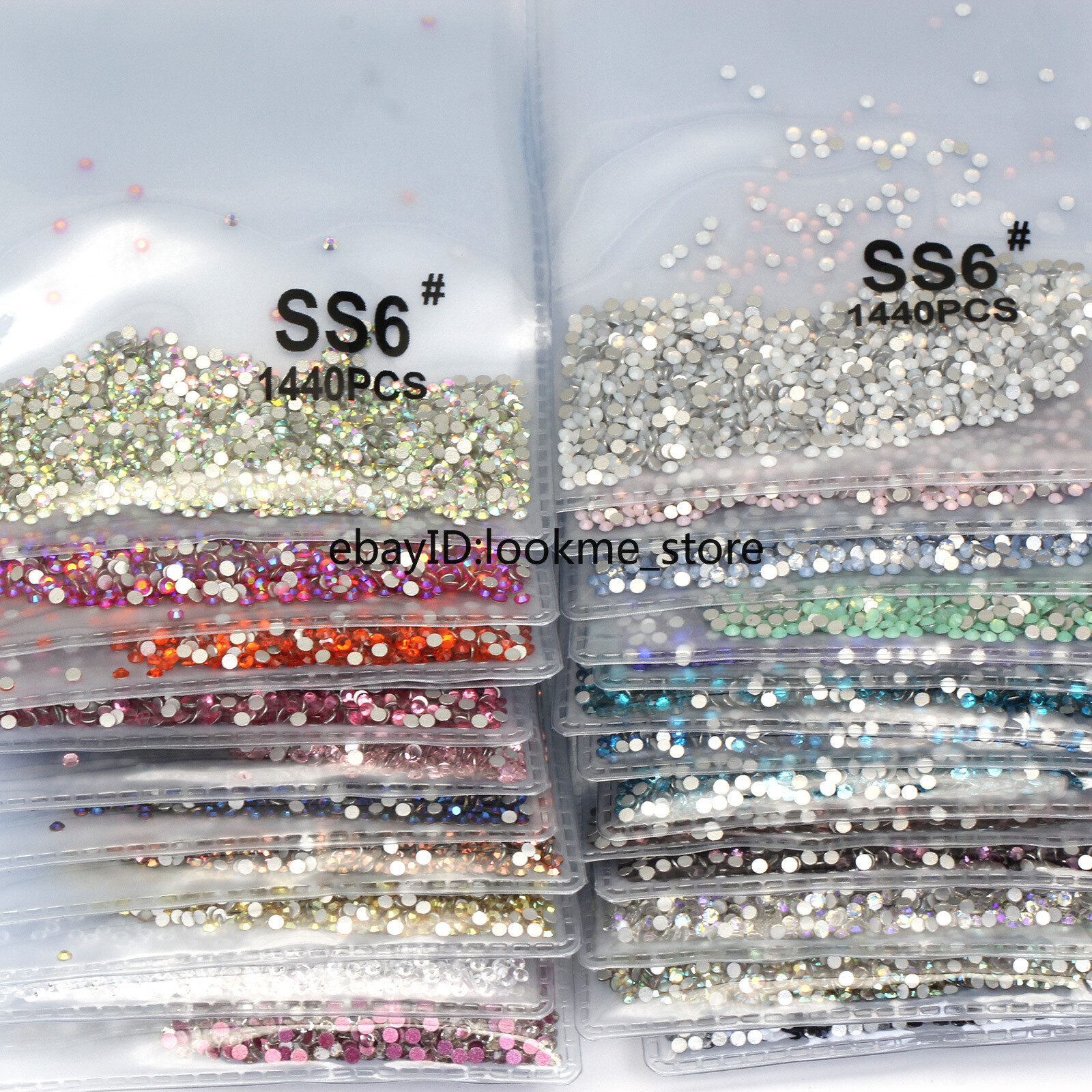 1440pcs 2 mm (ss6) Crystal Glass Rhinestones Flatback Gems Nail Art Crafts Decor