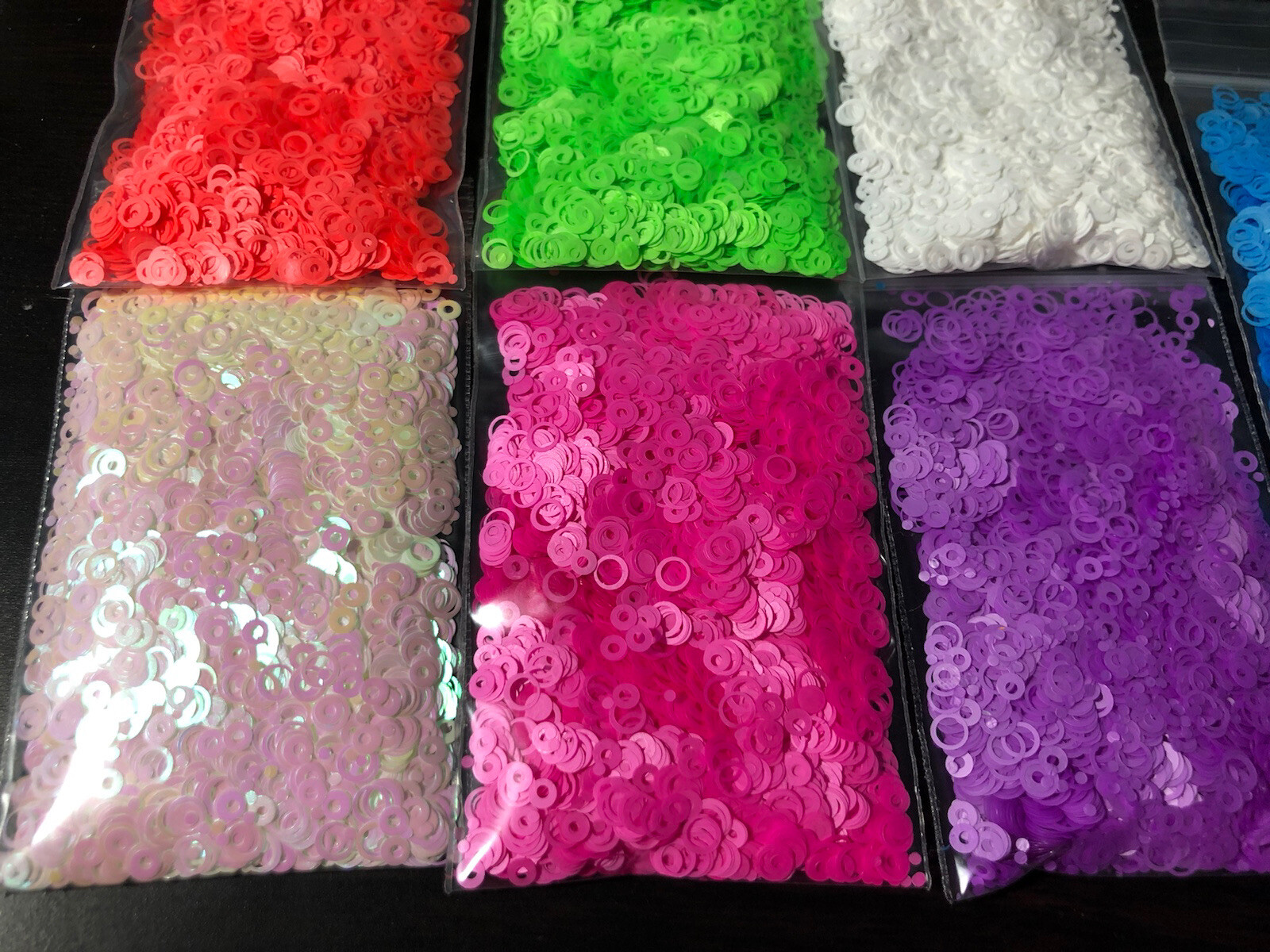 Neon White HOLLOW CIRCLE Shape Epoxy Resin Nail Art Face Festival Craft 50G Bulk