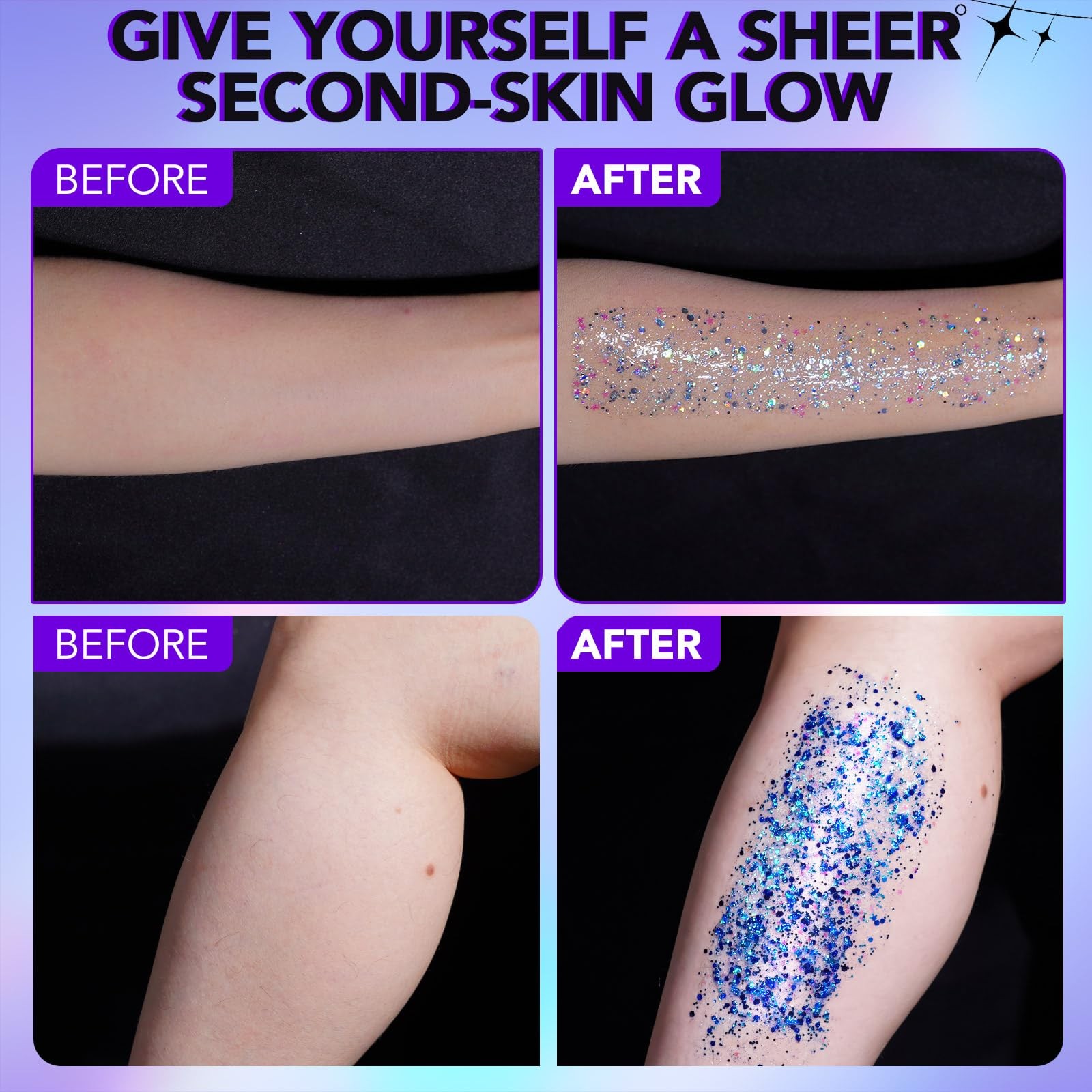 6Pcs Body Glitter for Women – Holiday Glitter Gel for Face &Body & Hair & Nai…