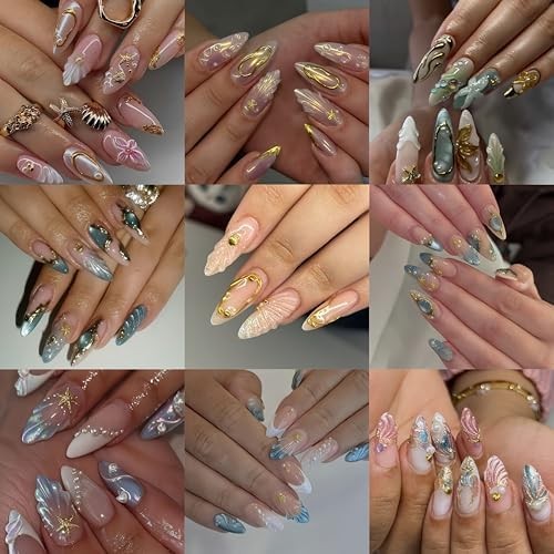 600Pcs Gold Starfish Nail Charms 3D Alloy Summer Ocean Nail Rhinestones Starfish