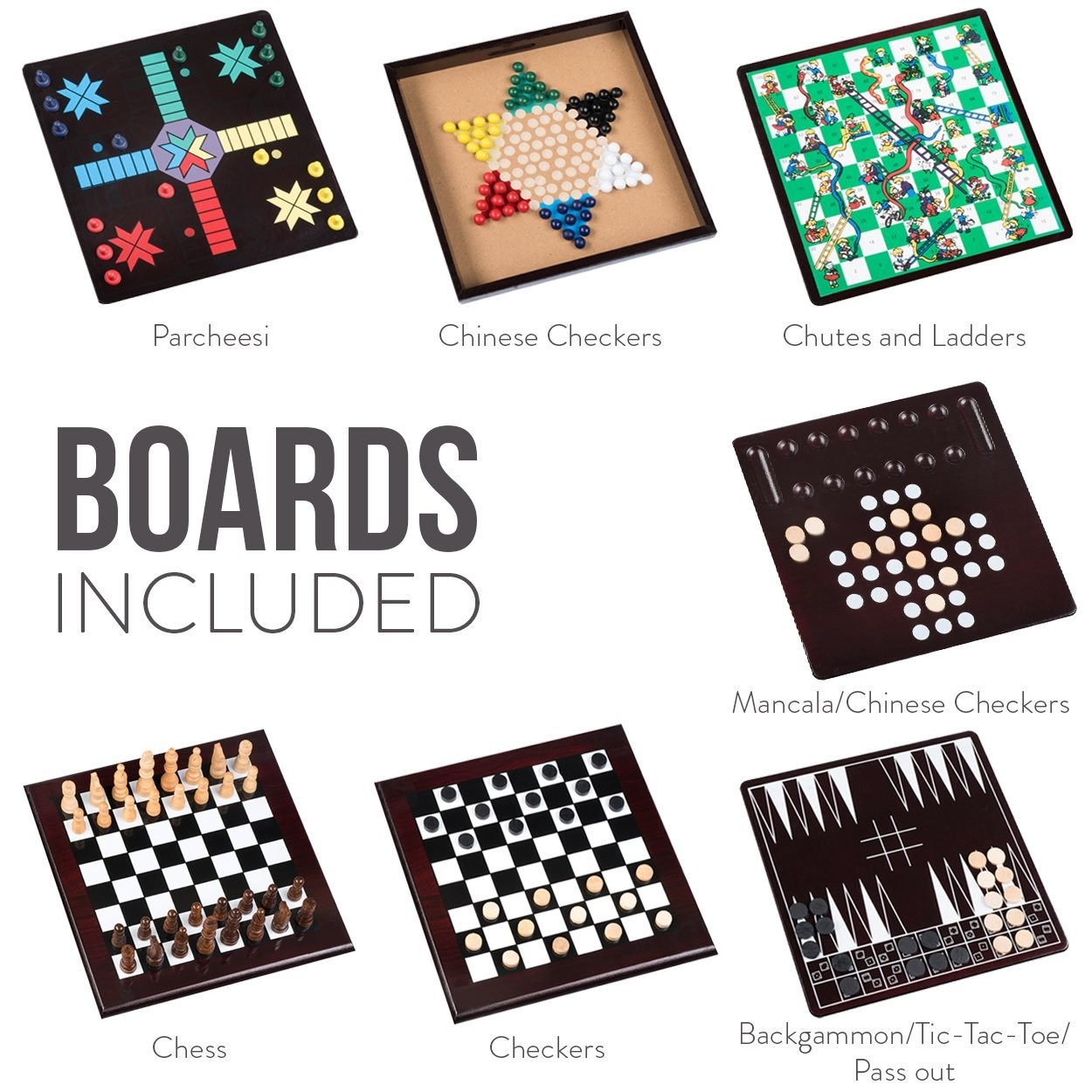 Board Game Set – Deluxe 15 in 1 13.5 inches x 13 x 6.5 inches, Black