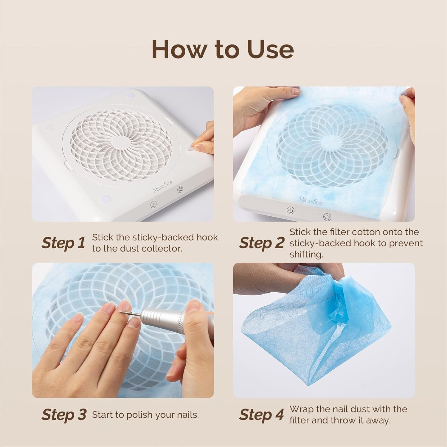 200 Sheets Nail Dust Collector Filter Paper, Disposable Dust Vacuum Filter with