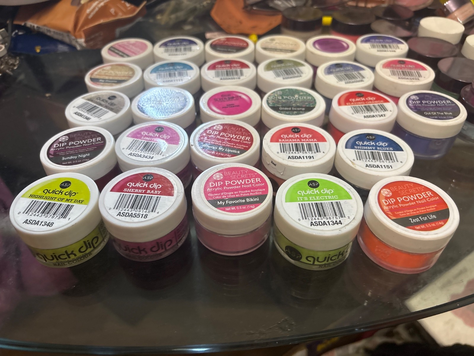 acrylic nail powder and dip powder all colors and glitters. all name brand
