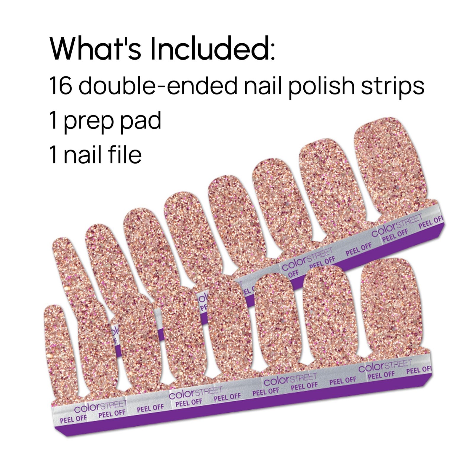 Glitter Nail Strips – Tokyo Lights Design with Pink Gold & Holographic Sparkle –