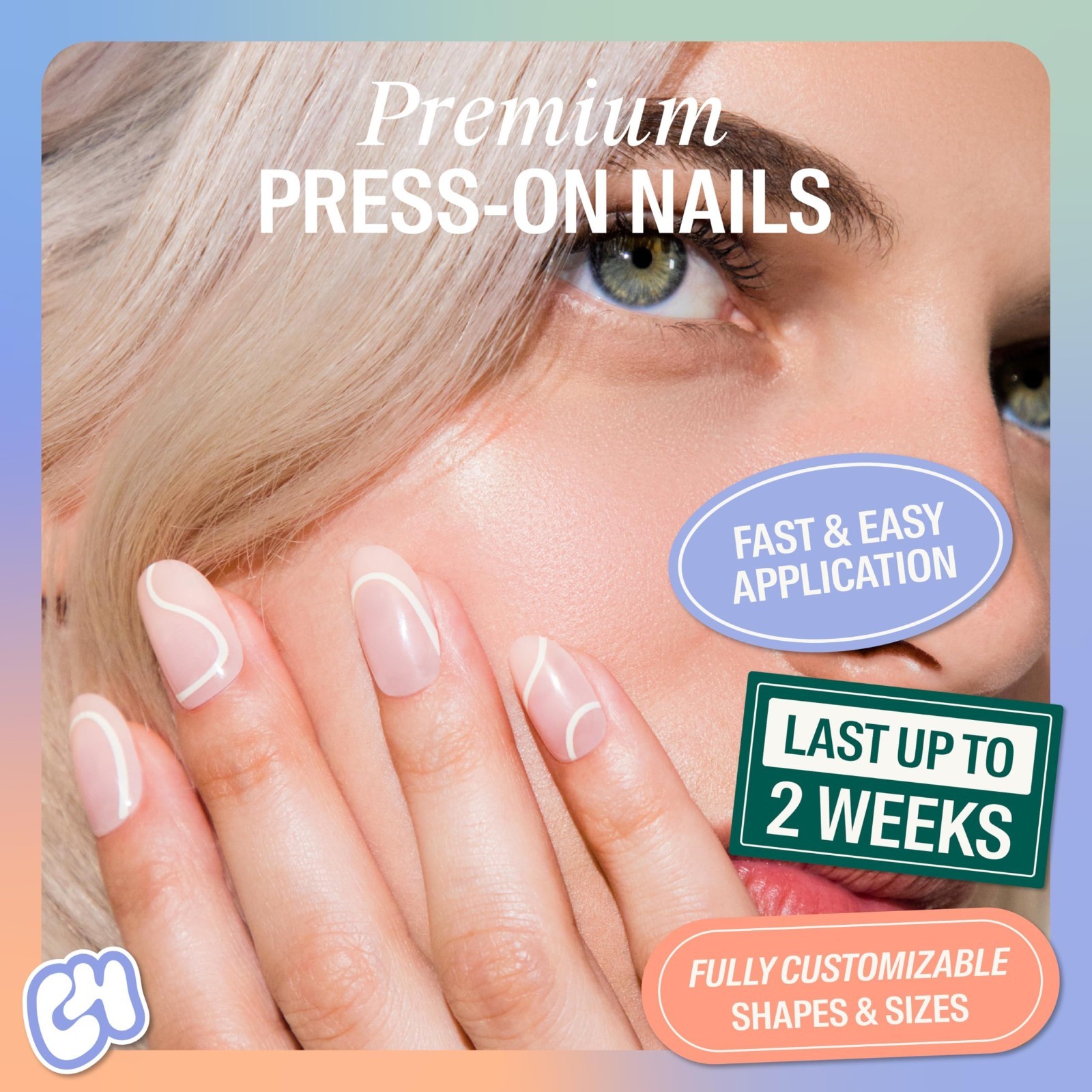 Press On Nails Kit – 3-Pack, 30 Shapes & Sizes, Up to 2 Weeks Wear, Customizable