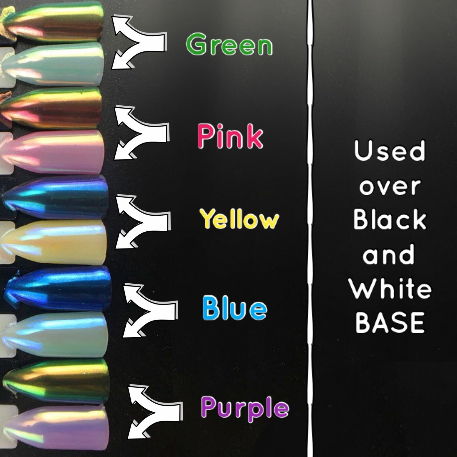 AURORA CANDY Nail Powder Colours UNICORN RAINBOW CHROME Mirror Mermaid Nails