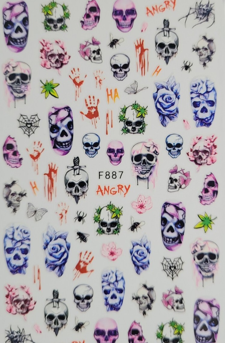 Skulls Halloween Nail Art Stickers