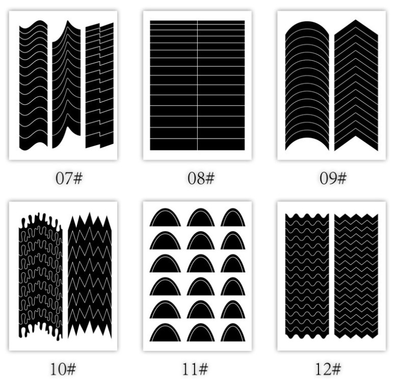 12Sheets French Tip Nail Guides Stencils Sticker French Manicure Template NH28