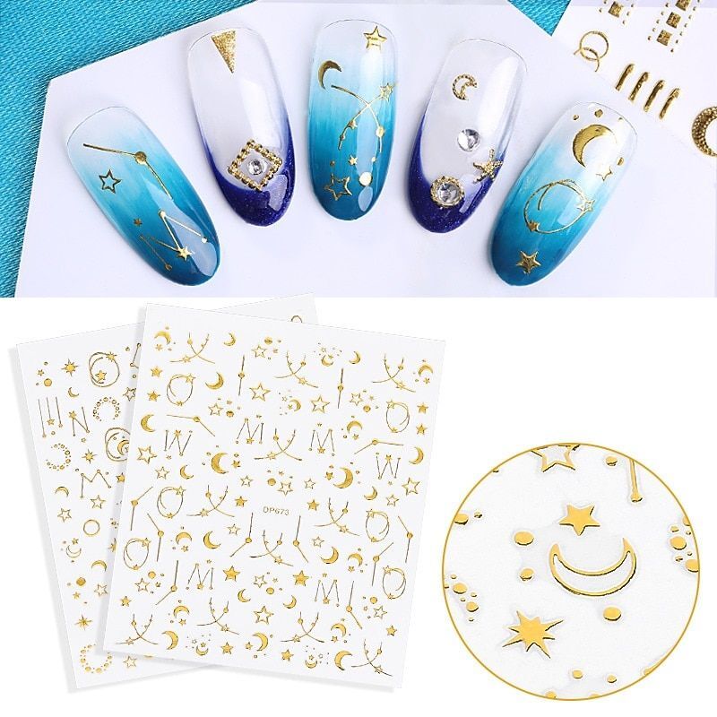 Adhesive Star Nail Stickers – Nail Art Foil Decals Manicure Accessories 1pc Set