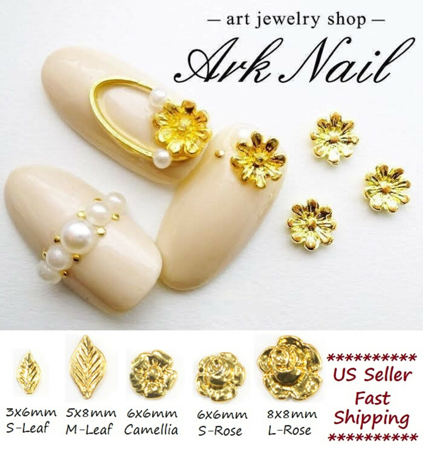 10/20pcs New 3D Gold/Silver Leaf Metel Alloy Charms Nail Art Jewelry Decoration