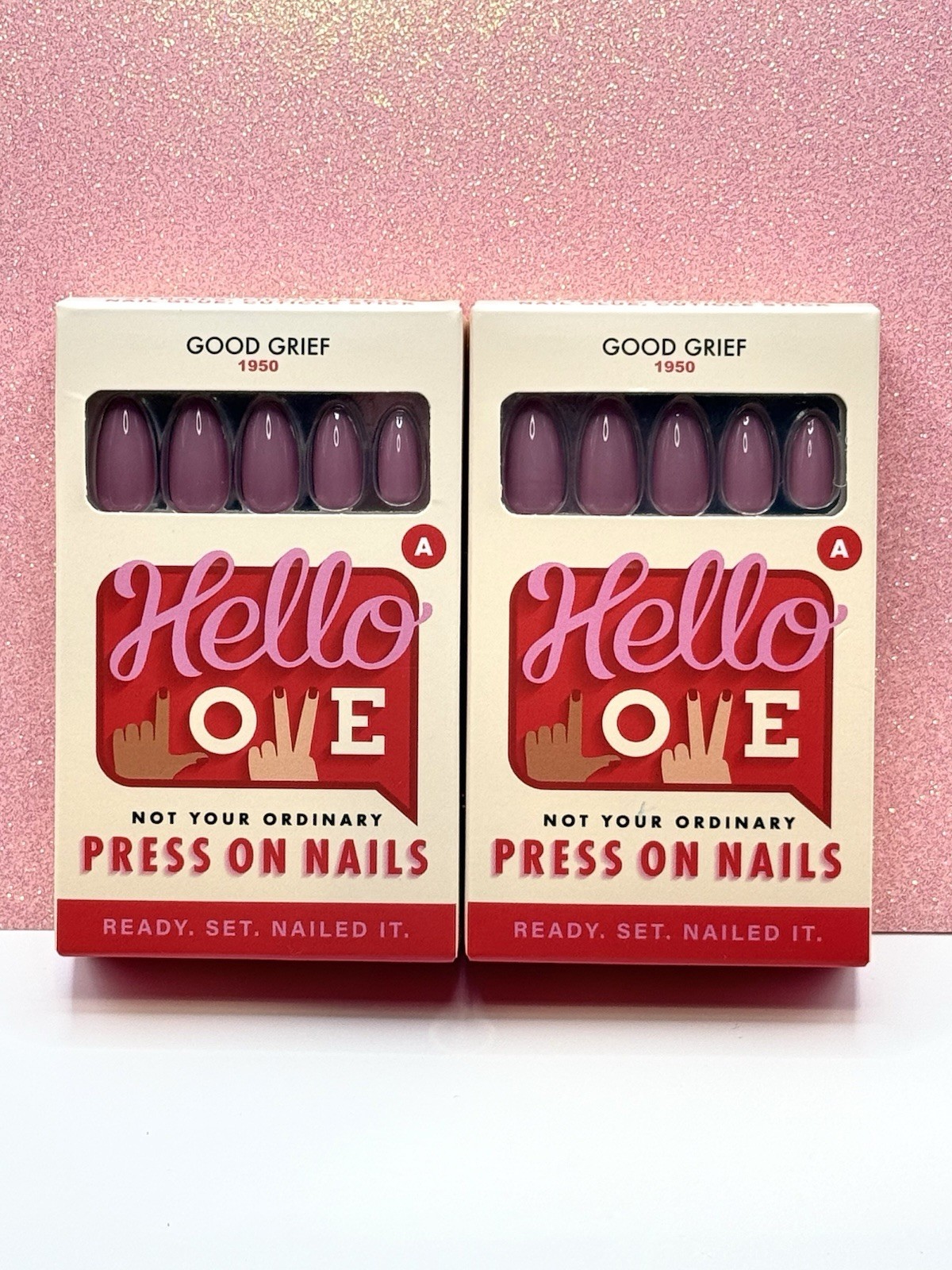 Hello Love Press-On Nails Almond Mauve Good Grief- Set Of 2