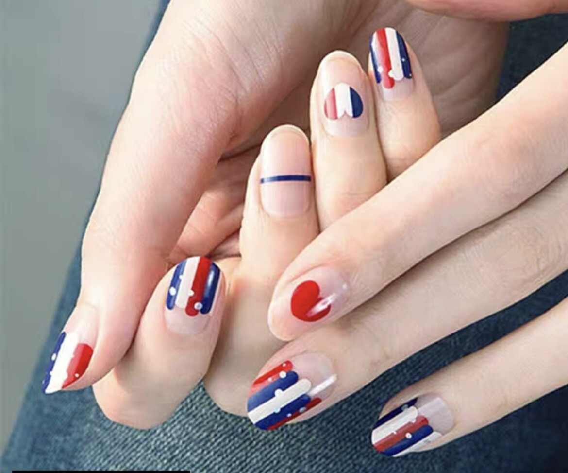 Red White Blue Nail Art Polish Wrap Strip Stickers 🇺🇸 US SELLER