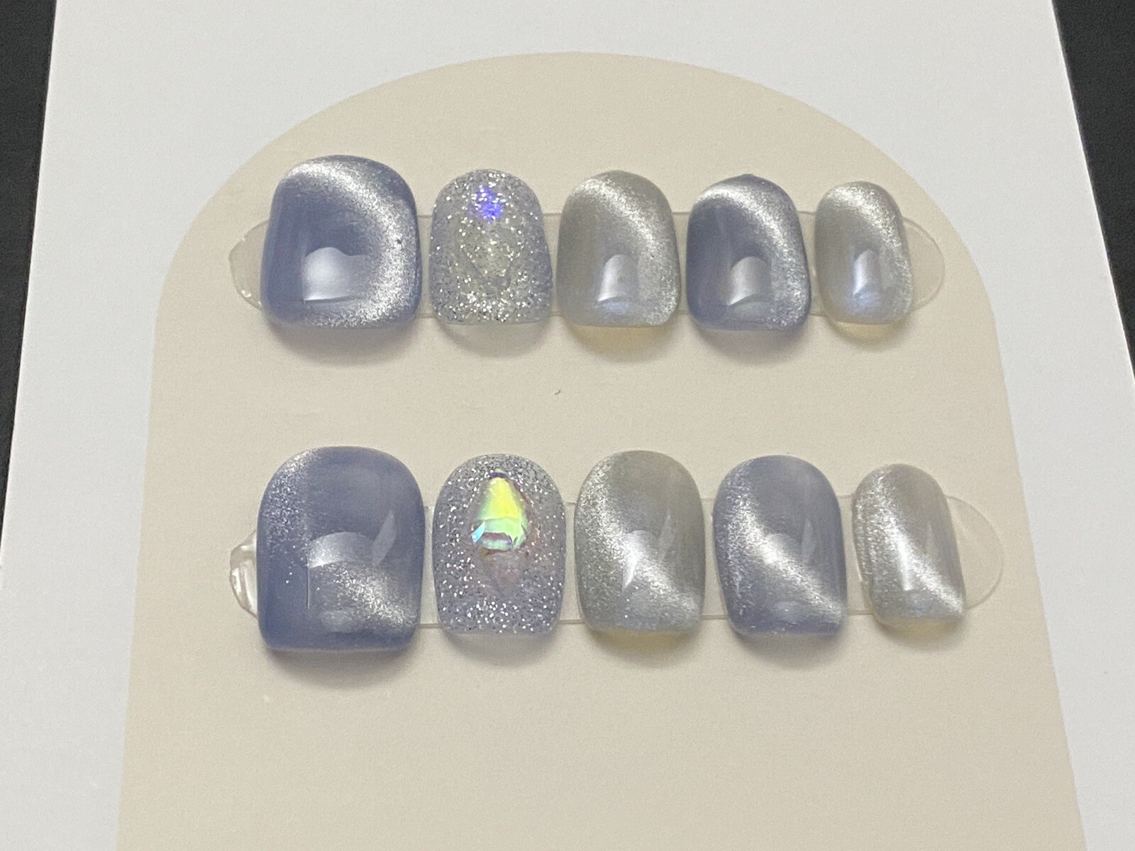 Moonlight Shine Cat Eye custom Nail Handmade press on nails-10 pcs-Medium