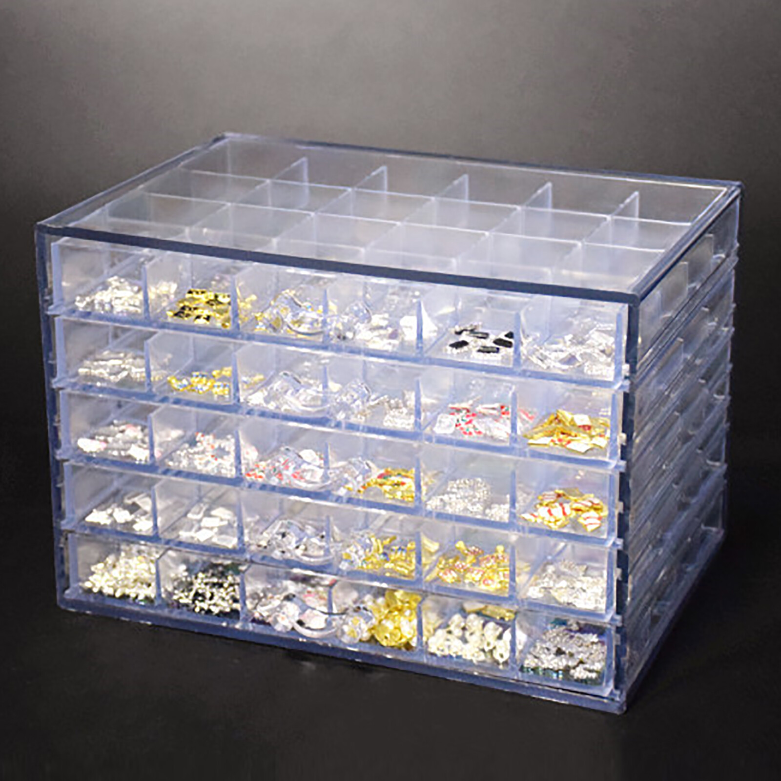 120 Grids Nail Art Storage Case 5-layer Drawer Acrylic Clear Organizer Box NEW