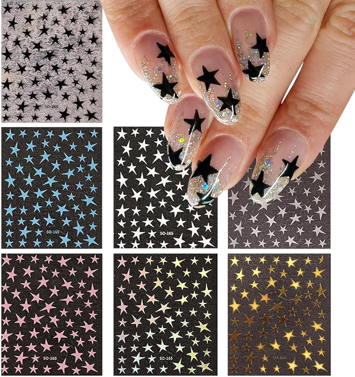 12 Sheets Gold Nail Stickers – 3D Self-Adhesive Metal Geometric Stripe Wave Nail