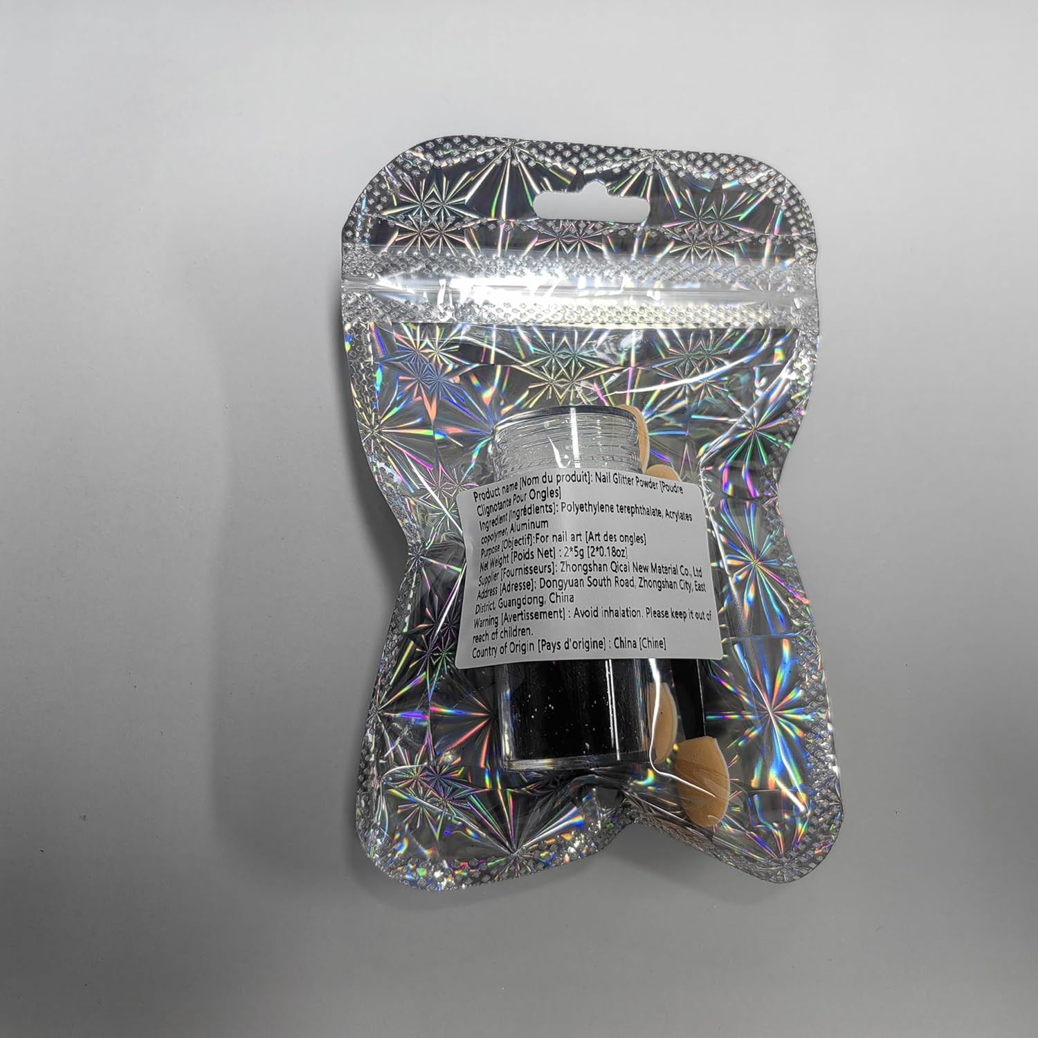 2 Colors Nail Glitter Dust – White Black Sand Powder Shining Sugar Effect Glitte