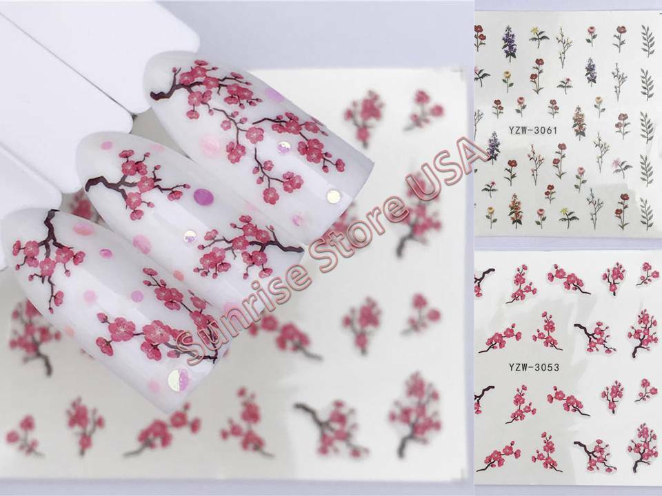 Nail Art Water Transfer Stickers Cherry Blossom Small Flower Decals Manicure