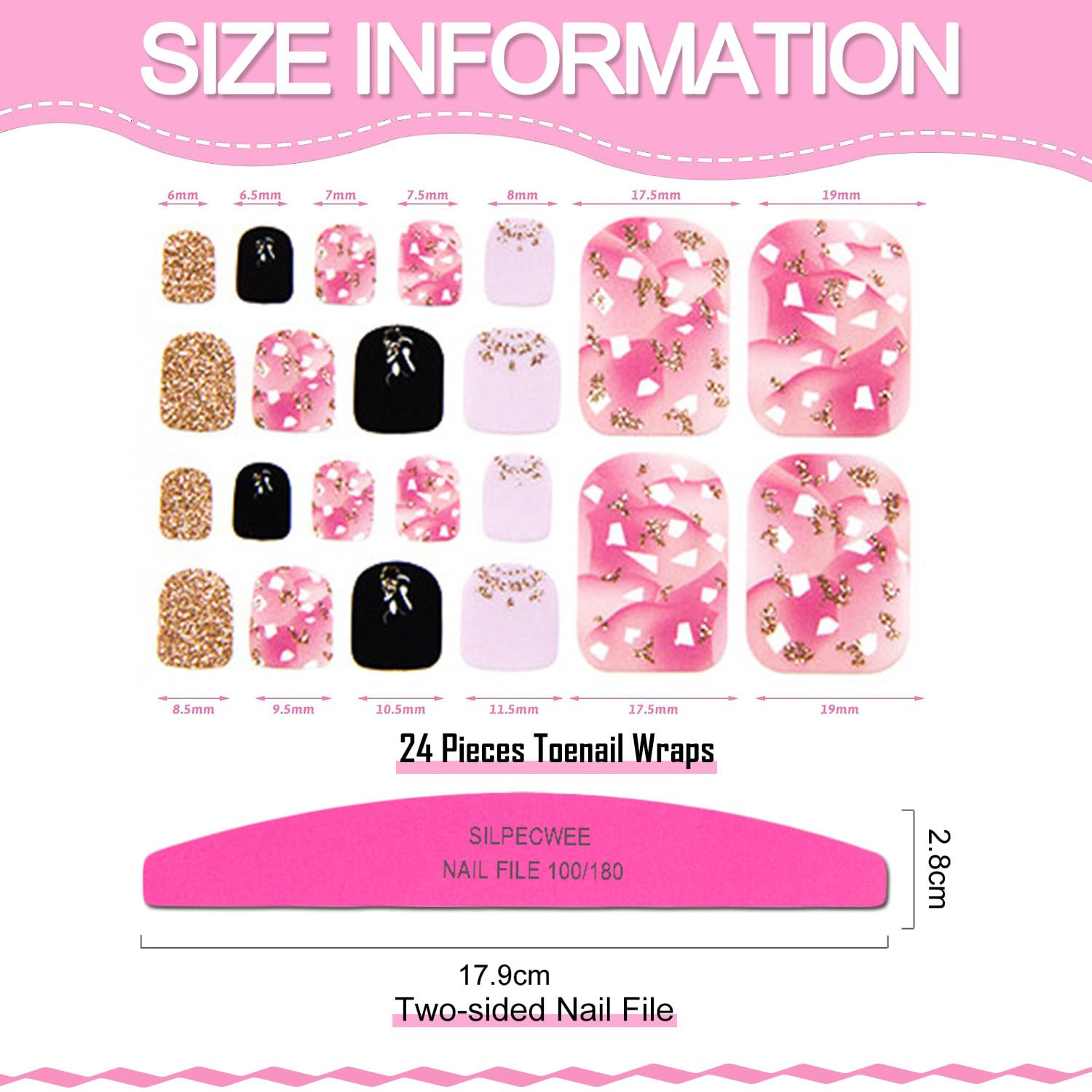 20 Sheets Adhesive Toenail Polish Wraps Stickers Flower Marbling Toe Nail Strips
