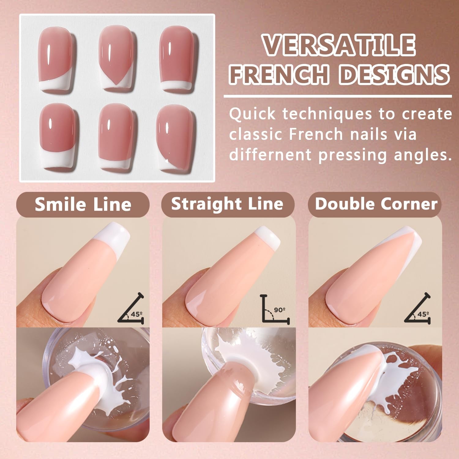 French Tip Nail Stamp, Double Headed Clear Silicone Nails Stamper with Scrape…