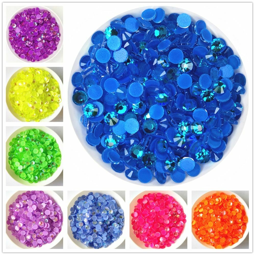 830pcs Luminous Neon Flatback Crystals SS6-SS20 Glue On Fluorescent Rhinestones