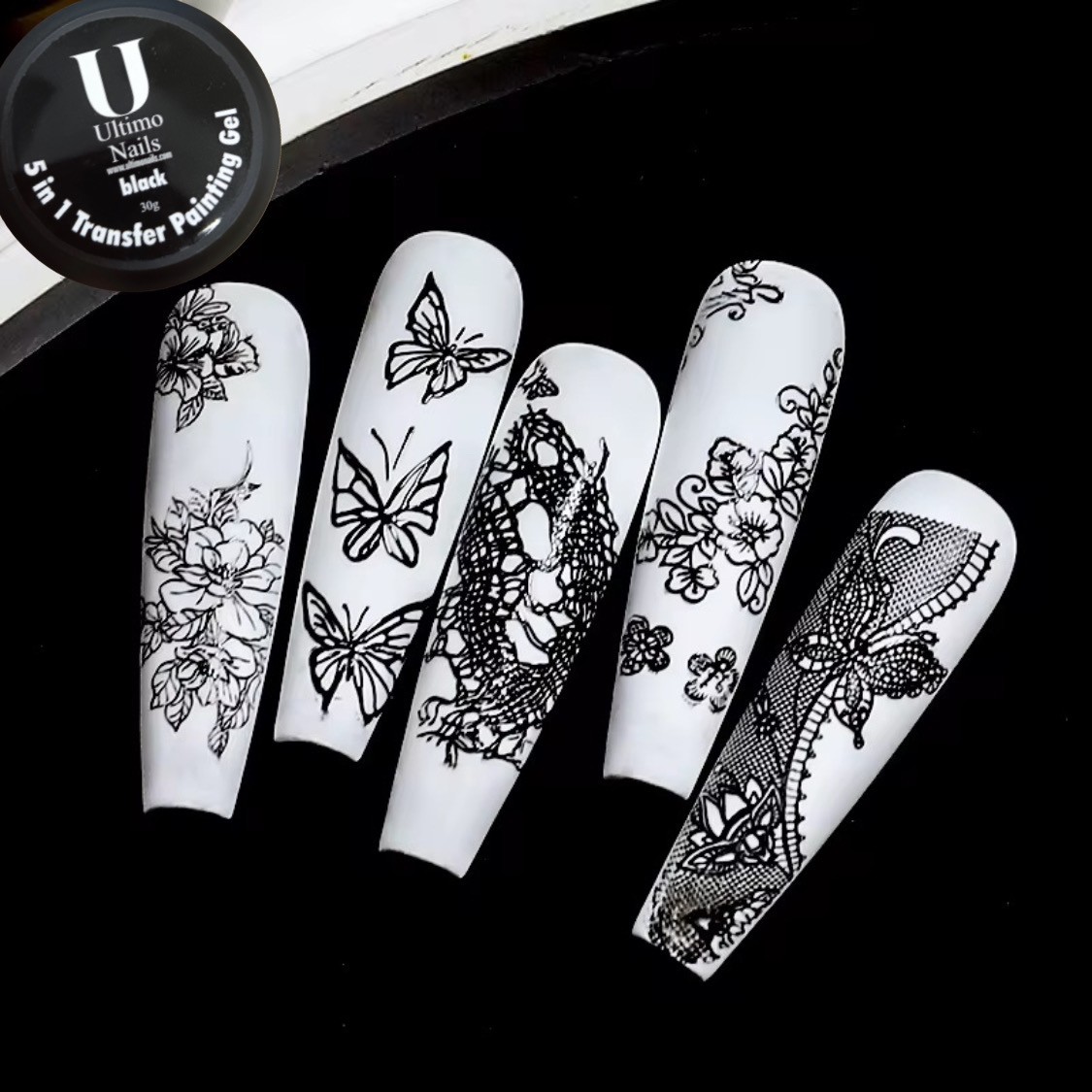 5 in 1 Transfer painting gel Ultimo 30g white and black
