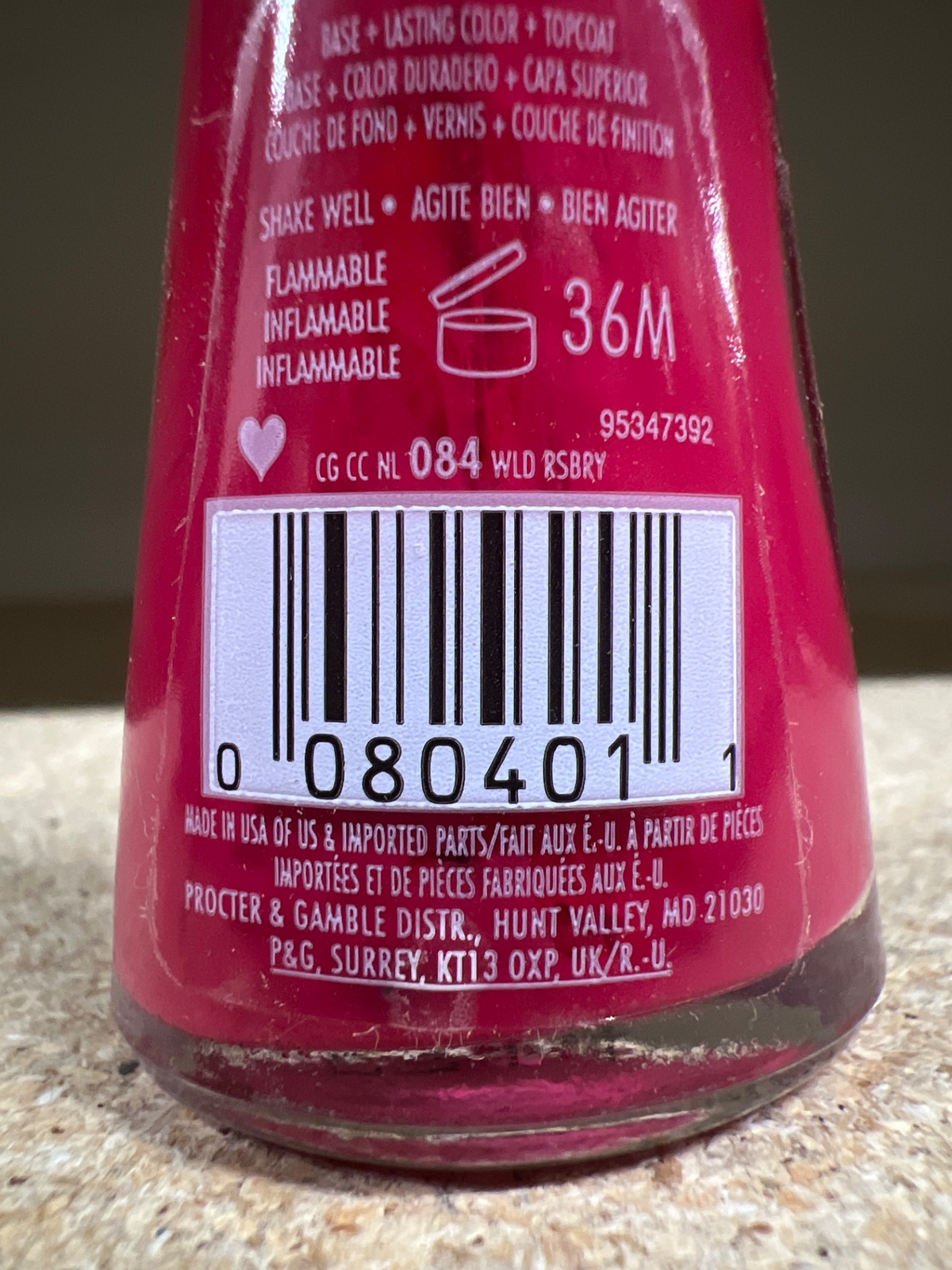 Cover Girl Continuous Color 3 In 1 Nail Polish #084 WILD RASPBERRY