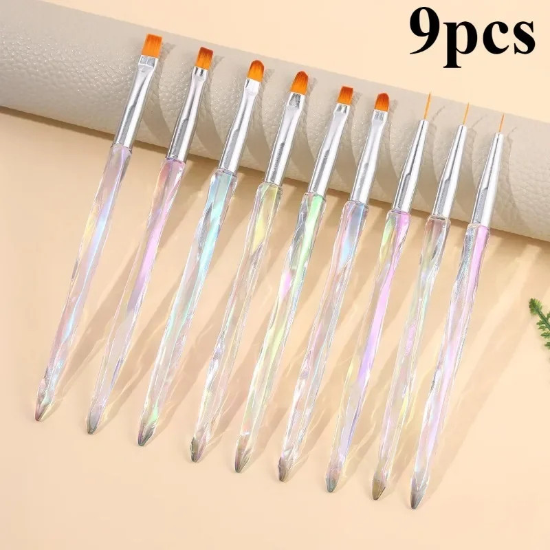 Nail Art Liner Brushes Set 6/9/12/15/18/25mm Fine Striping Drawing