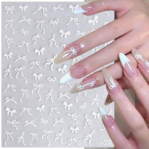 Sweet Pink White Black Bow Nail Stickers for Nail Art Kawaii Waving Ribbon